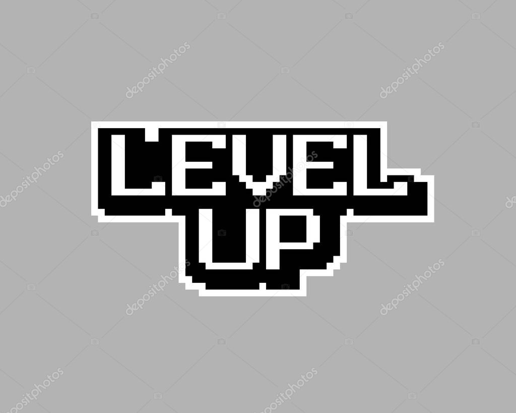 Image level up pixels, for 8 bit games. Vector illustration of cross stitch pattern.