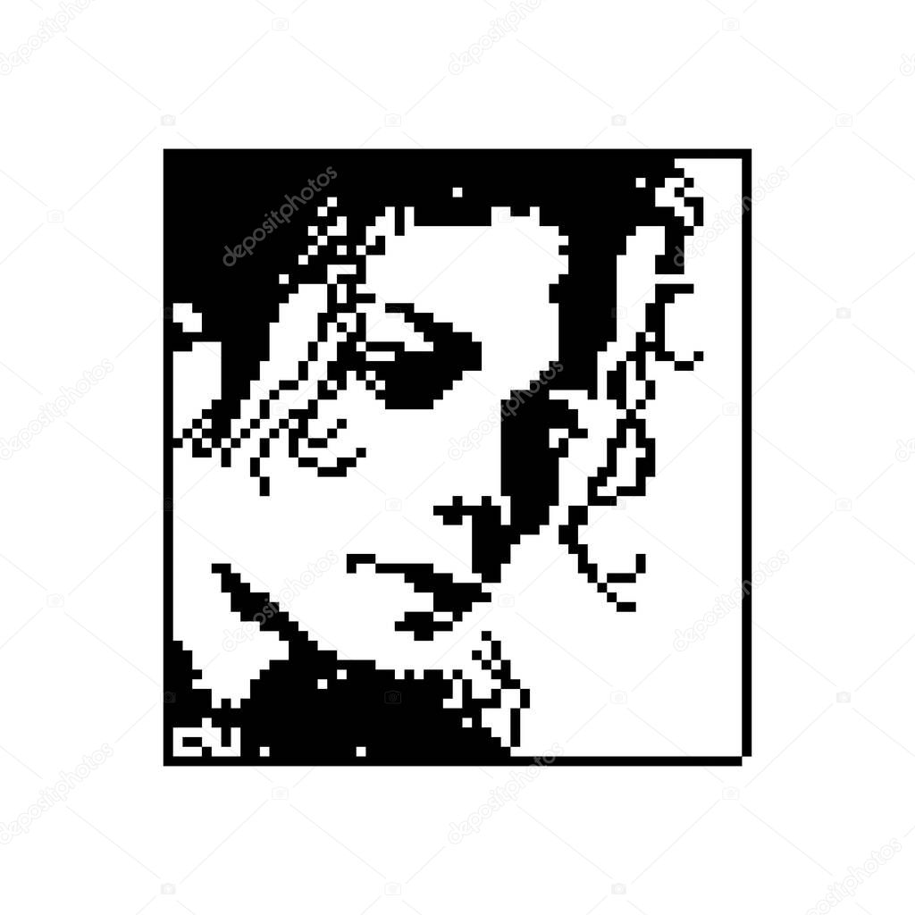 Pixel image of the king of pop's human face. vector illustration