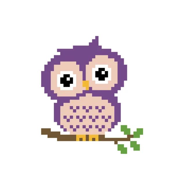 Imagen Pixel Owl Ilustración Vectorial Patrón Punto Cruz — Archivo Imágenes Vectoriales