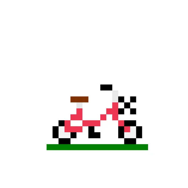 Oyun Varlıkları Için Pikselli Çocuklar Bisiklet Resimleri Bir Çapraz Dikiş — Stok Vektör