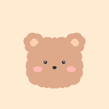 Çocuk çıkartmaları ve tişört tasarımları için sevimli kahverengi ayı simgesi.