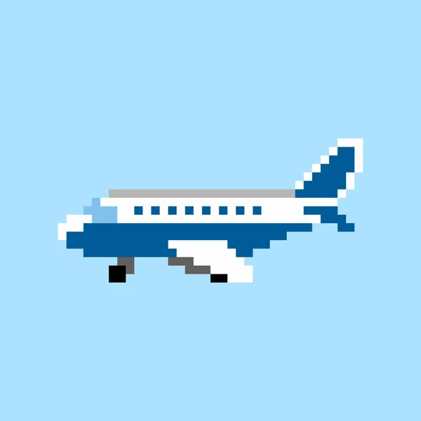 Píxeles Avión Para Activos Juego Bits Patrón Punto Cruz Camiseta — Vector de stock