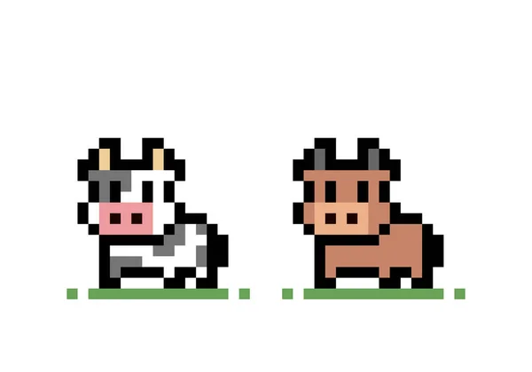 Imagem Vaca Pixel Ilustração Vetorial Para Jogo Bit Ponto Cruz —  Vetores de Stock