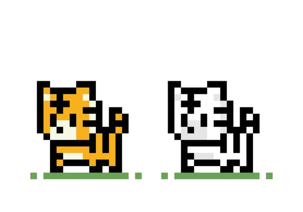 Immagine Tigre Pixel Illustrazione Vettoriale Modello Punto Croce Pixel Tigre — Vettoriale Stock