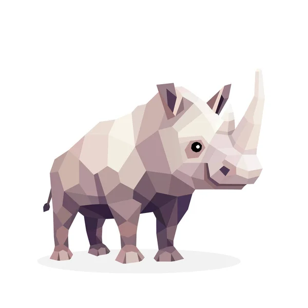 Imagen Rinoceronte Poligonal Logo Vector Ilustración Bajo Poli Rinoceronte Logo — Vector de stock