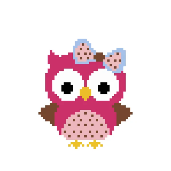 Imagen Pixel Owl Ilustración Vectorial Patrón Punto Cruz — Archivo Imágenes Vectoriales