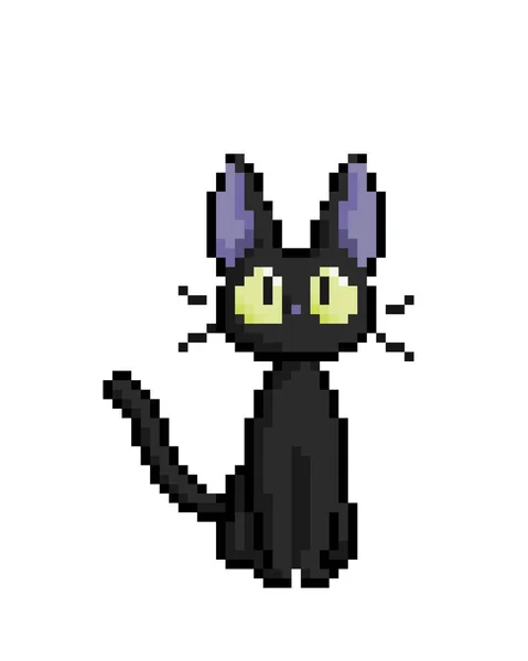 Imagem Gato Preto Pixel Para Uma Ilustração Vetorial Dos Ativos —  Vetores de Stock