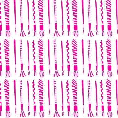 Desen. Boya fırçaları. Beyaz bir arka plan üzerinde pembe fırça seti