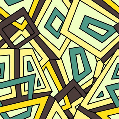 Sarı ve yeşil tonlarında kesintisiz geometrik desen içinde. Haki. Moda Tekstil, kumaş, arka planlar için. Dikişsiz desen, arka plan, doku. Vektör süsleme. Dekoratif karolar.