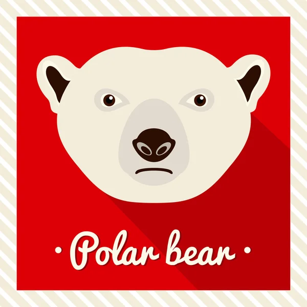 Retrato vectorial de un oso polar. Retratos simétricos de animales. Ilustración vectorial, tarjeta de felicitación, póster. Icono. Cara de animal. Inscripción tipográfica. Imagen del rostro de un oso . — Vector de stock