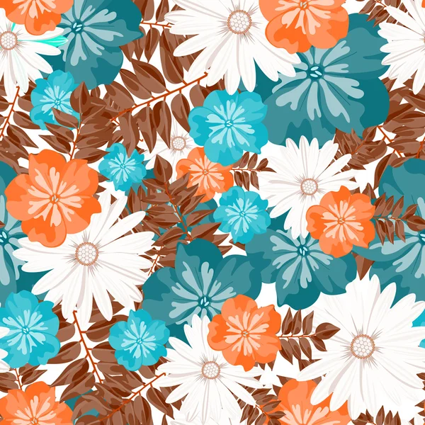 Beautiful floral pattern. Seamless pattern. Flowers. Bright buds, leaves, flowers. Flowers for greeting cards, posters, flyers. Flower shop. Seamless vintage tropical flower pattern vector. — Stockový vektor