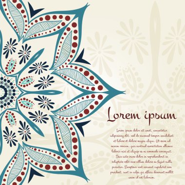 Flower circular background. A stylized drawing. Mandala. Vintage decorative elements. Islam, Arabic, Indian, ottoman motifs. Stylized flowers. Place in the text. clipart