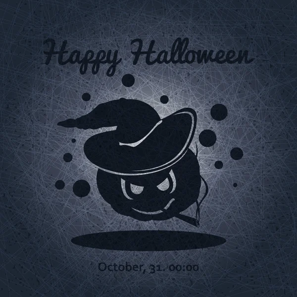 Feliz Halloween. Calabaza malvada con sombrero de bruja.Calabaza de Halloween. Las vacaciones, calabazas. Ilustración vectorial para celebración. Póster, postal, pancarta, fondo para Noche de Fiesta de Halloween . — Vector de stock