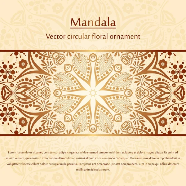 Çiçek daire. Stilize bir çizim. Mandala. Stilize dantel süs. Hint çiçek süsleme. Tebrik kartları, etiketleri için narin çiçek background. Metinde yer.