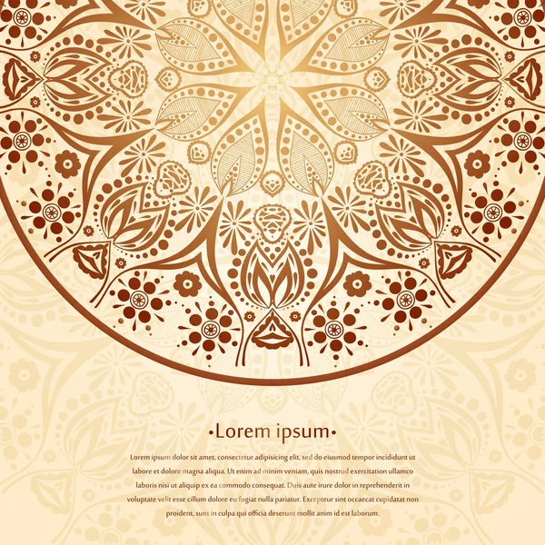 Flower circular background. A stylized drawing. Mandala. Stylized lace ornament. Indian floral ornament. Delicate floral background for greeting cards, labels. Place in the text. — Stock Vector