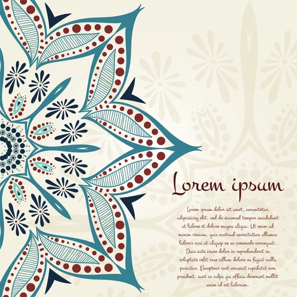 Fond circulaire de fleurs. Un dessin stylisé. Mandala. Éléments décoratifs vintage. Islam, arabe, indien, motifs ottomans. Fleurs stylisées. Placer dans le texte . — Image vectorielle