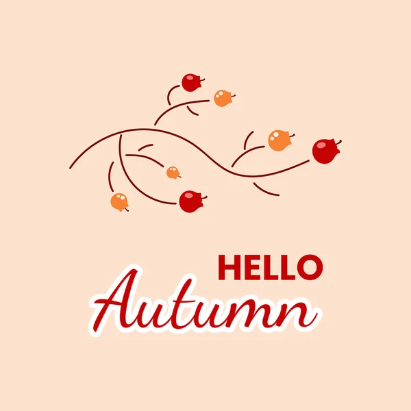 大家好 秋季病媒横幅和海报 你好秋天的问候文字与秋天的划枝装饰和米色背景 矢量说明 — 图库矢量图片