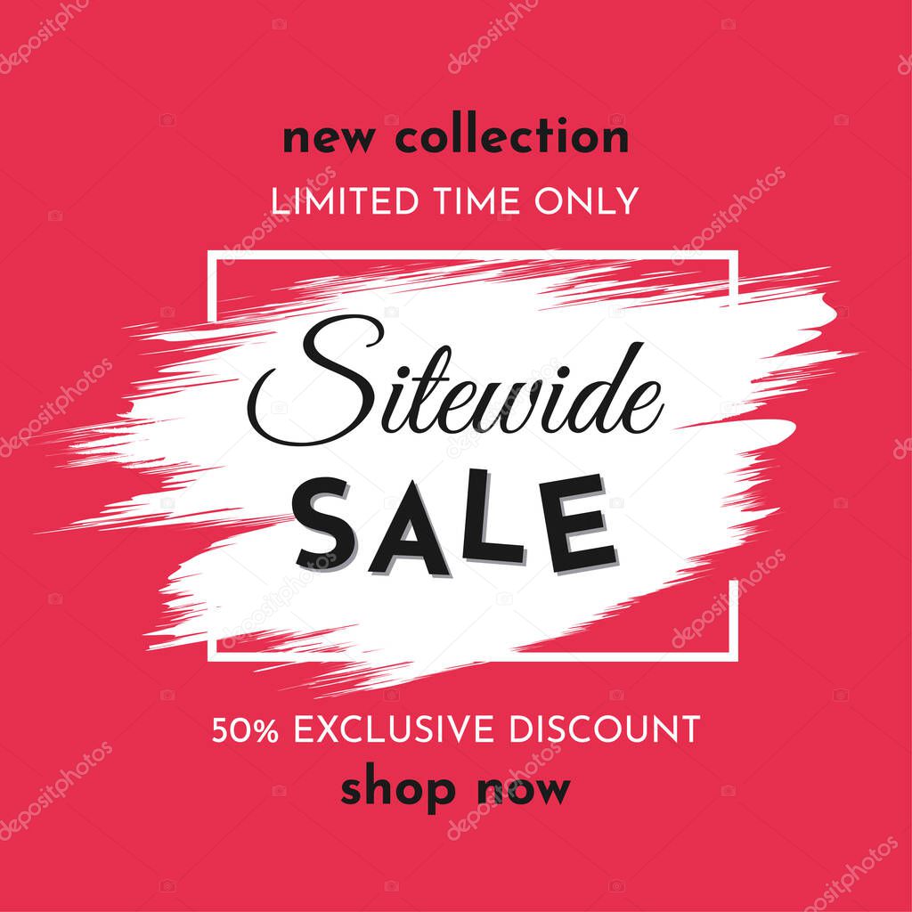Sitewide Sale Poster on a Bright Red Background. Autumn Special Offer. Limited Time Only