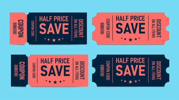 Set Coupon Promotion Half Price Sale Website Internet Ads Social — Stock Vector