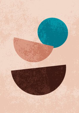 Moda sanatsal soyut arka plan. 20 'lerin geometrik tasarım posteri, ilkel şekilli vektör şablonu. Duvar dekorasyonu, kartpostal, poster veya broşür için tasarım.