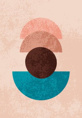 Moda sanatsal soyut arka plan. 20 'lerin geometrik tasarım posteri, ilkel şekilli vektör şablonu. Duvar dekorasyonu, kartpostal, poster veya broşür için tasarım.