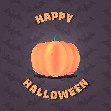 Arka planda Balkabağı ve Yarasalarla Mutlu Cadılar Bayramı Bayrağı