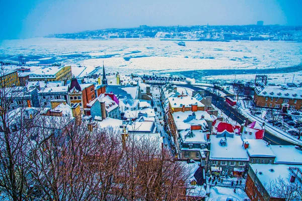 Canada Quebec City Downtown Snowed — ストック写真