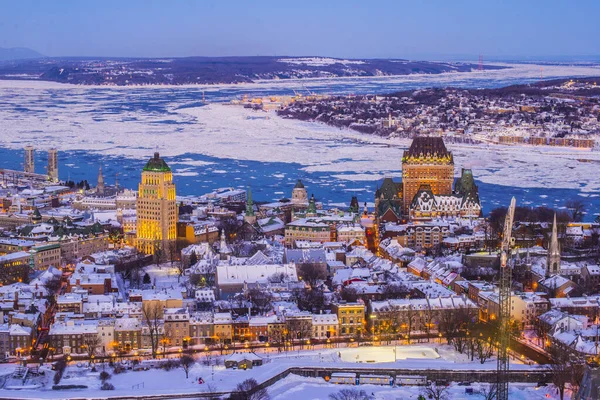 Canada Quebec City Nevicata Panoramica — Foto Stock