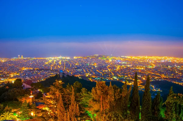 Barcelona España Vista Nocturna Desde Tibidabo —  Fotos de Stock