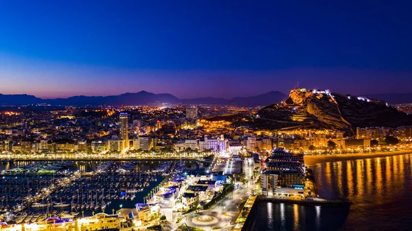 Cidade Alicante Porto Espanha Drone — Fotografia de Stock