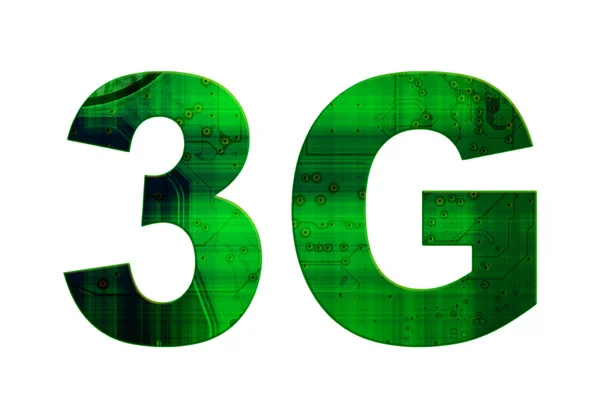 Izolat verde și negru text 3G pe fundal alb — Fotografie, imagine de stoc