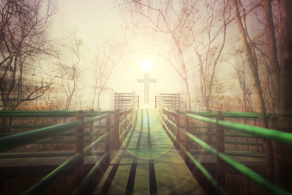 Долгий путь к свету с распятием, концептуальный путь к миру
, 