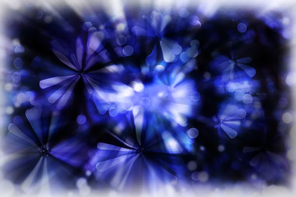 Maravillosas flores abstractas florecen azul sobre fondo oscuro —  Fotos de Stock