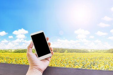El boş boş ekran cep telefonu veya cep telefonu tutmak rahat 