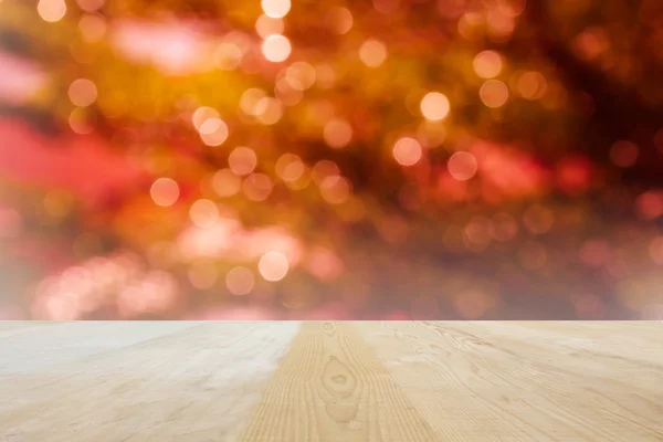Área em branco ou tampo de mesa de espaço na luz bokeh brilhando e brilho — Fotografia de Stock