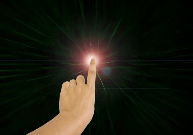 El ve parmak basın veya teknoloji zemin üzerine itin