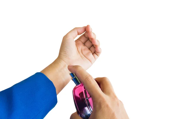 Hand spraying perfume — Stock Photo, Image