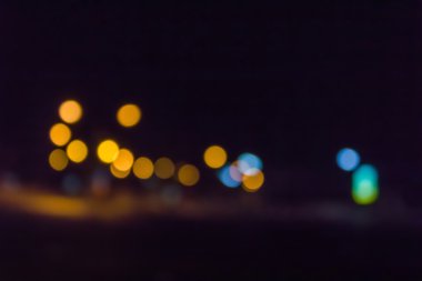 Bokeh geceleri ışık renkli parlayan ve parlaklık