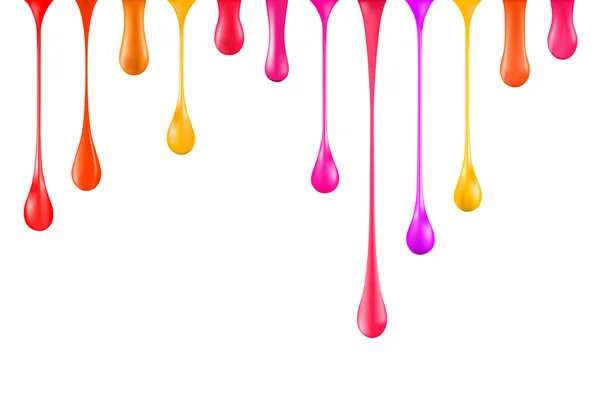 Multicolored paint drips. Stock vector illustration. Gradient mesh. — Stock Vector