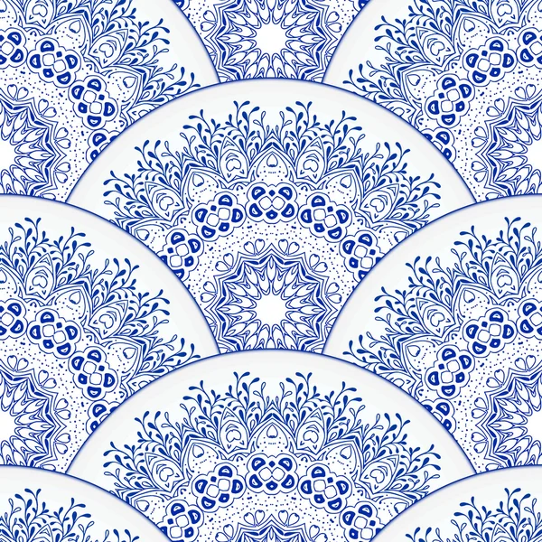 Mandala. Elementos decorativos vintage. Fondo dibujado a mano. Islam, árabe, indio, motivos otomanos. Conjunto de adornos redondos. Circulo geométrico, vector. Para el estilo de diseño de yoga. azul azulado blanco aislado . — Vector de stock