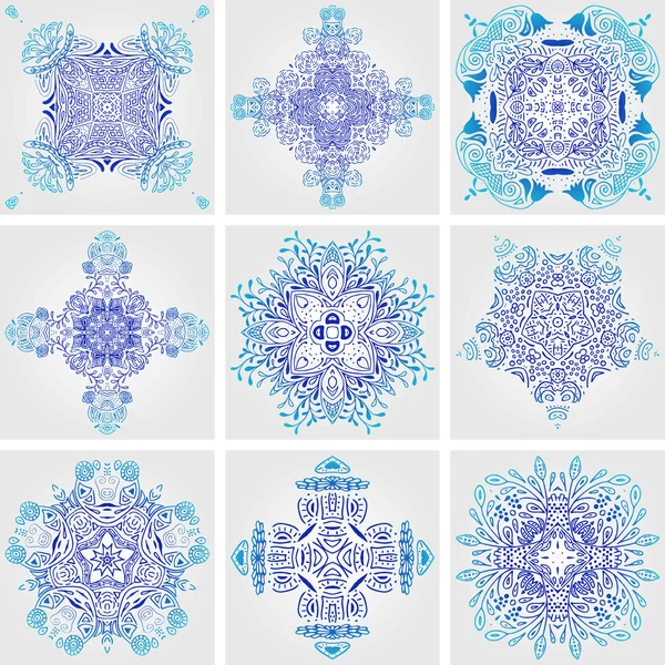 Set of Mexican stylized talavera tiles seamless pattern. Background for design and fashion. Arabic, Indian patterns, Mexican talavera tiles — Stock Vector