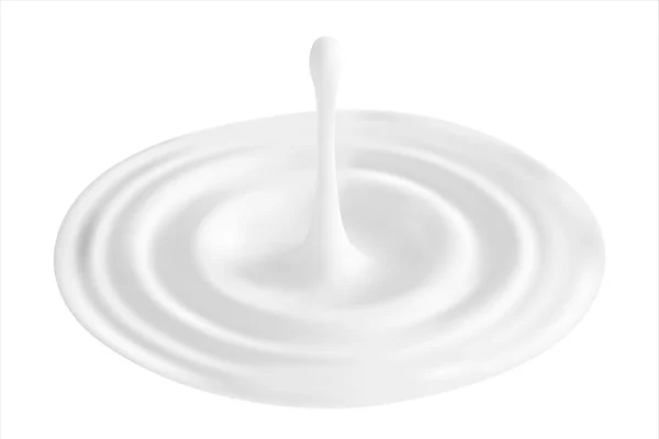 Süt damla sıçramasına ve dalgalanma yapma. Beyaz krem sıvı. İzole. Vektör. 3D çizim. krem. krem sıçrama. süt bırak. süt vektör. süt. süt damla vektör. süt sıçrama — Stok Vektör