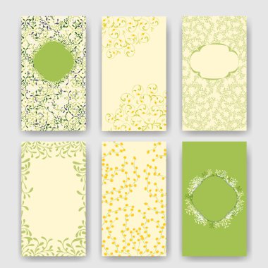 Yeşil çiçek temalı mükemmel bir düğün şablonları kümesi. Tarihi kaydetmek, bebek duş, anneler günü, Sevgililer günü, doğum günü kartları, davetiyeler için idealdir. Vektör çizim doğa tasarımı için.