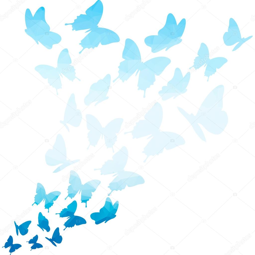 Blauwe driehoek vlinders swirl. Vliegende vlinder patroon 