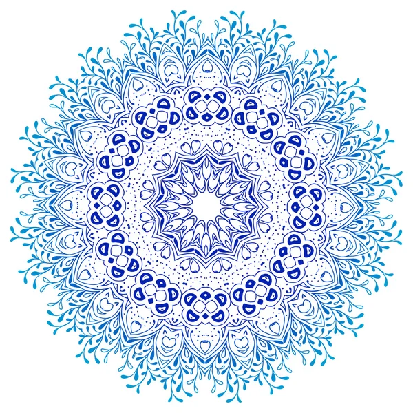 Vektor mandala ornamentika. Kerek virágmintás. Kézzel készült dekoratív eleme. Dísz, mandala keret kerek. Geometriai kör elem, vektor. kék réce fehér elszigetelt — Stock Vector