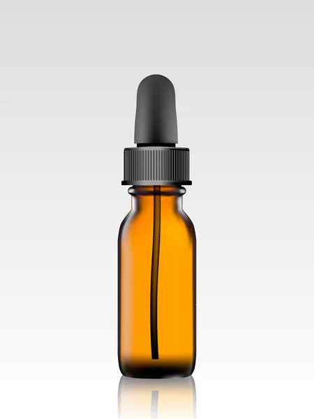 Etherische olie pakket geïsoleerd. 3D illustratie. vector. Realistische etherische olie fles. Mock up. Cosmetische flacon, fles, flacon. Parfum Container. Cosmetische Druppelbuisje-fles voor serum. Collageen serum. — Stockvector