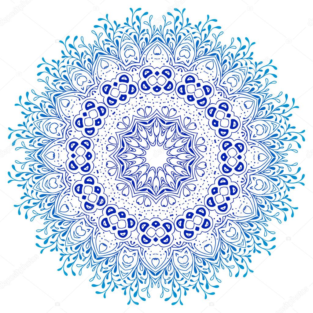 Download Vector mandala ornament. Round floral pattern. Hand drawn ...