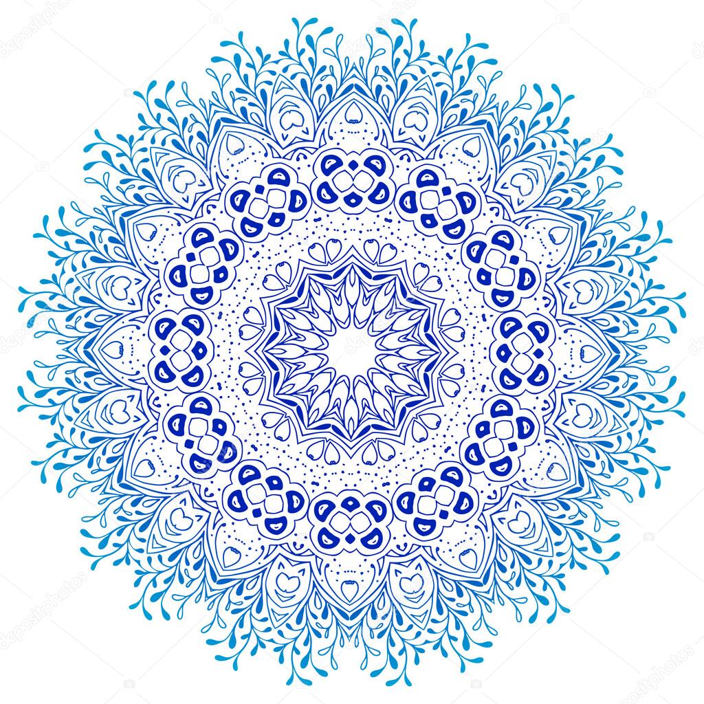 Download Vector mandala ornament. Round floral pattern. Hand drawn ...