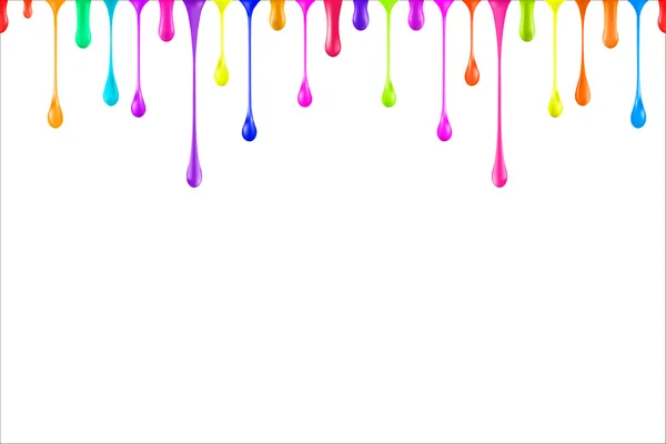 Ουράνιο τόξο χρώματα λαδομπογιά γυαλιστερό σταγόνες απομονωθεί σε λευκό — Διανυσματικό Αρχείο
