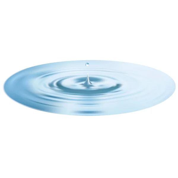 Gota de agua y ondulación o círculo aislado sobre blanco. ilustración 3d — Vector de stock